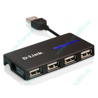 Карманный USB 2.0 концентратор D-Link DUB-104 в Первоуральске, USB хаб DLink DUB104 (Первоуральск)